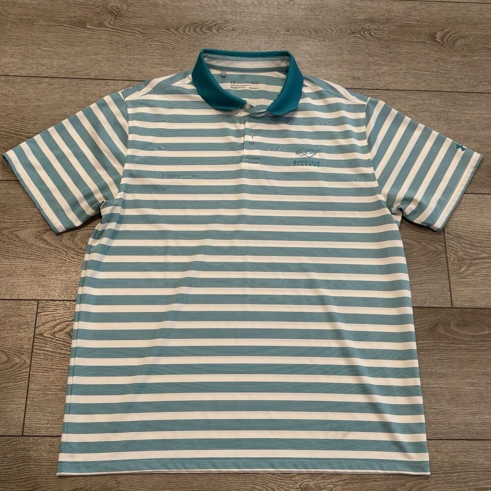 Under Armour Mountain Shadows Performance Golf Polo Mens XL Blue Preppy‎ Casual